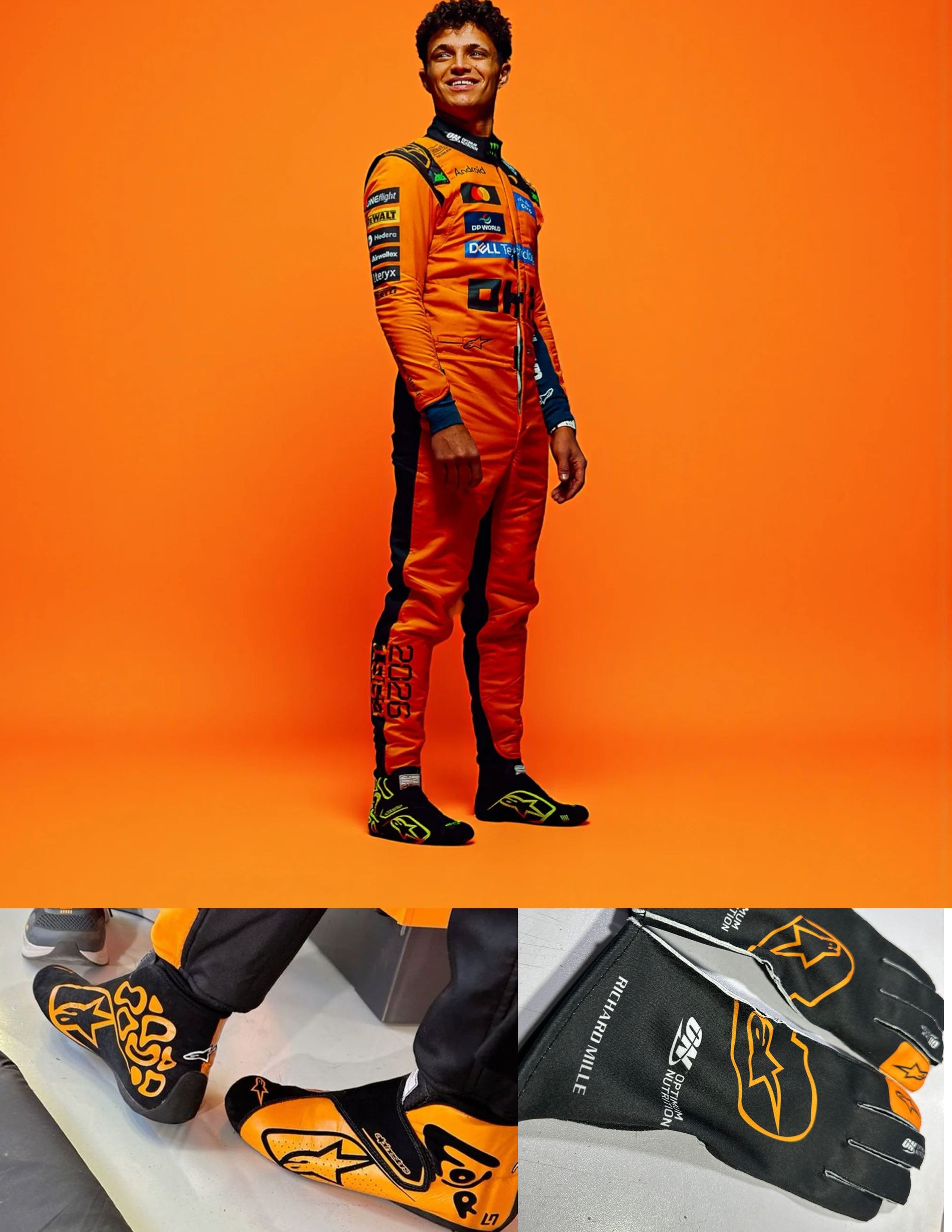 Lando norris 2026 Kart Racing Gear Set – Professional Race Suit, Glove – fr1 Racewear