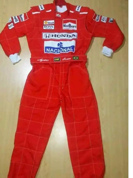 Ayrton Senna 1991 F1 Sublimation Printed go kart race suit, In All Sizes