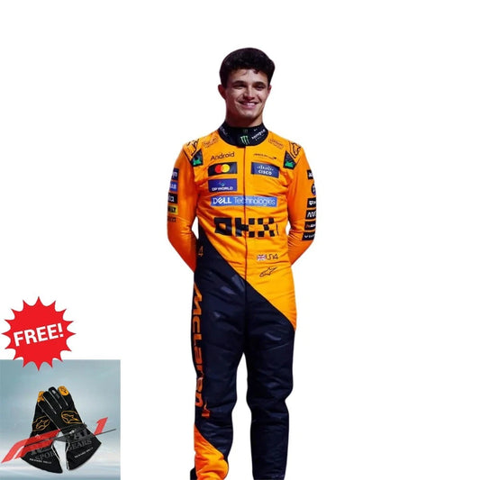 Lando Norris Kart Racing Suit + FREE Gloves – F1 Style Replica