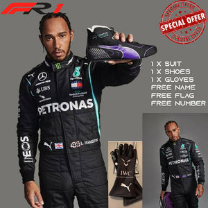 Lewis Hamilton Mercedes Petronas F1 Karting Suit 2021 Go Kart Suit Gloves Shoes