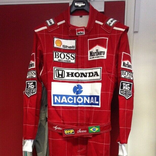 Ayrton Senna 1991 Embroidered patches go kart race suit,In All Sizes